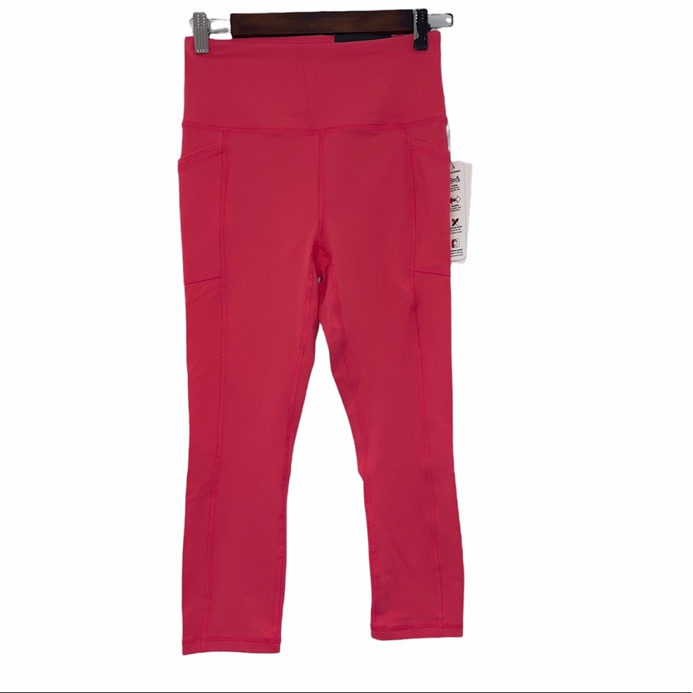 RBX Capri Hot Pink Leggings Side Pockets, Active Compression Size small new